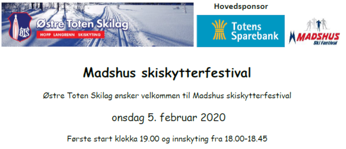 Startliste Madshus Skiskytterfestival 5. februar